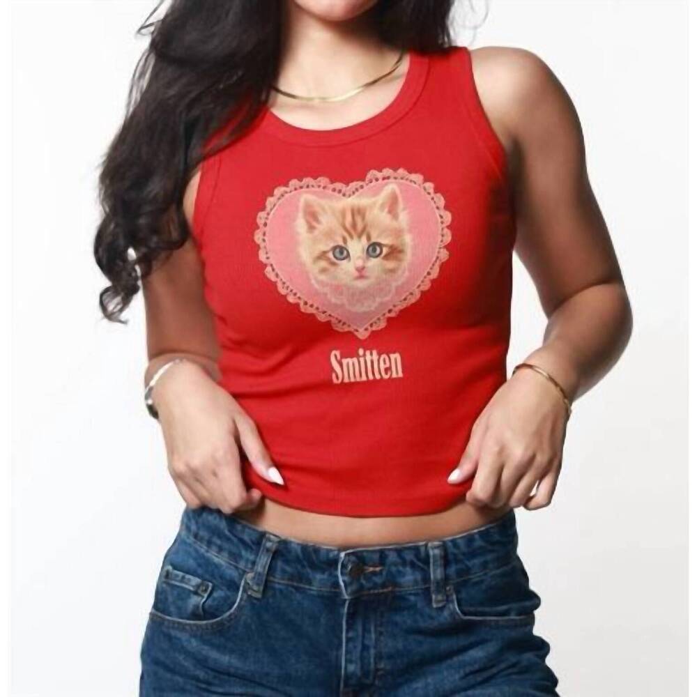 NEW GIRL DANGEROUS smitten ribbed cropped tank top in red